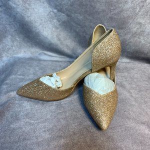 PERPHY Gold Glitter Pointed Toe Heels NIB!!!